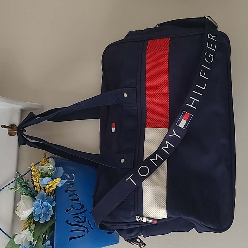 Vintage Tommy Hilfiger Weekender Travel Bag with Shoulder Strap
